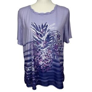 Alfred Dunner Women’s Pullover Tops Sz Medium Multi Color Silver Studs SS